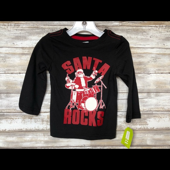 Crazy 8 Boys Christmas Santa Rocks T-Shirt - Picture 2 of 4